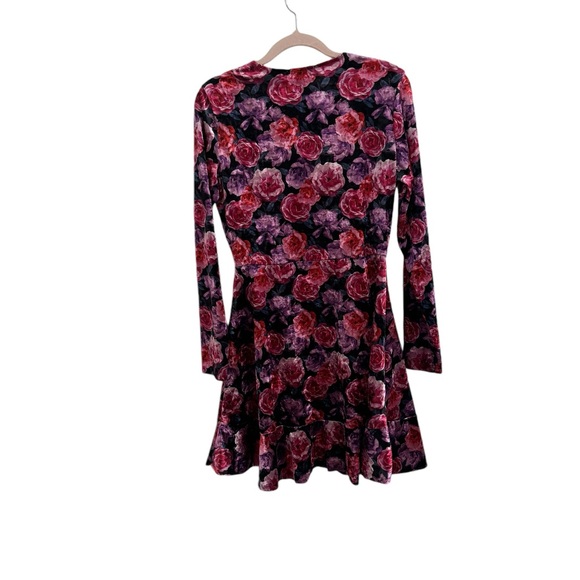 Reserved Floral Wrap Neckline Mini Women’s Dress Size Large - Picture 6 of 11